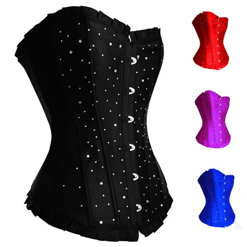 Hot Sale New Women Elegant Rhinestones cCorset Bustier Top /G-string Size S M L XL Free Shipping