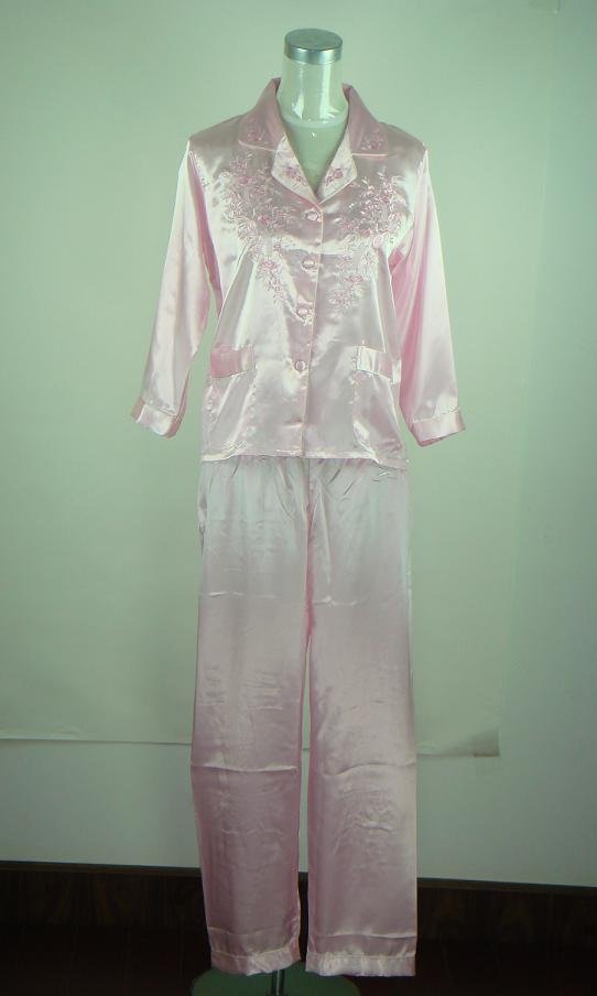 Hot Sale Pink  womens Luxurious Silk Satin Pyjamas Sleepwear M,L,XL,XXL