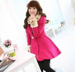 Hot Sale RED 2013 new autumn winter women's fashion temperament cultivate lady's trench coat garment TJI7709