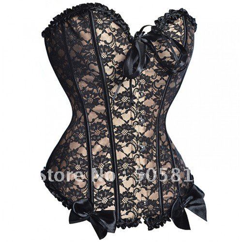 HOT SALE Sexy corset overbust corset shapers brocade bustier S M L XL XXL black YH7153