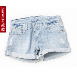 Hot sale Summer roll-up hem hole casual loose plus size denim shorts mm shorts hot trousers female