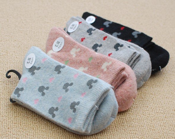 Hot Sale Tutuanna Mickey Pattern Women's Winter Warm Wool Sports Ankle Socks,Free shipping