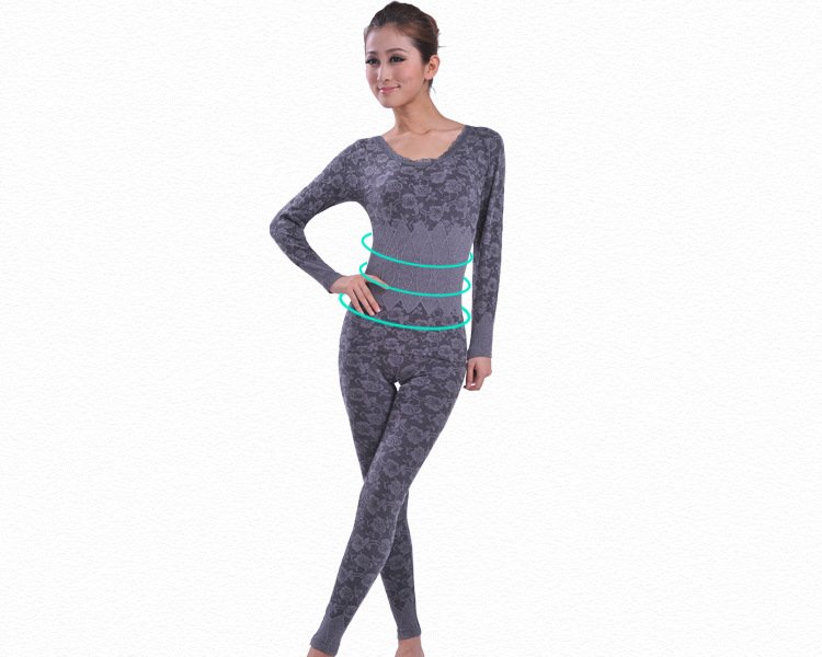 Hot Sale Winter Rose Jacquard Women's Cotton Magic Body Shaper Seamless Slimming Thermal Underwear Suit,Free Shiping