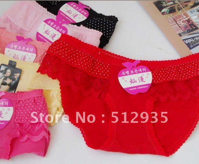 Hot Sale Women Lace Sexy Underwear ,10pcs / lot Lovely Dot Women Panties ,Free Shipping