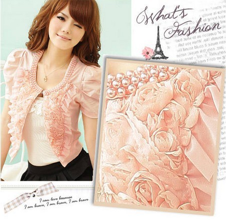 Hot Sale Women Rose petals small shawl jacket ladies coat Women's Suit ,3 colors