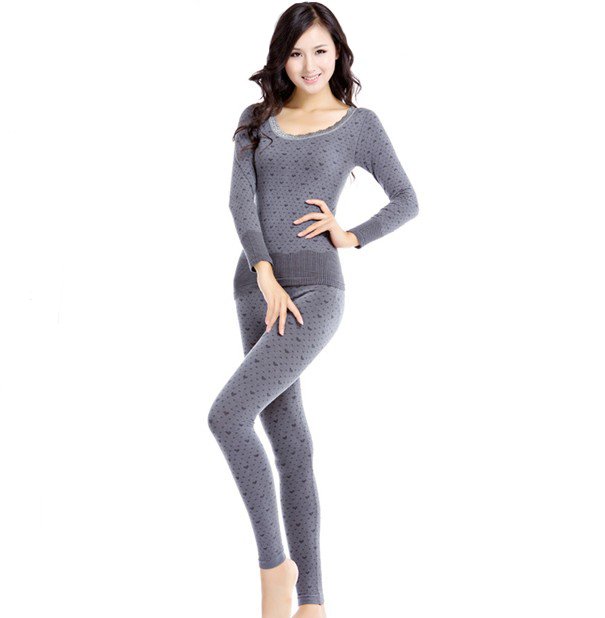 Hot Sale Women's Winter Body Massage Seamless Slimming Thermal Underwear Suit With Heart-shaper Pattern,Free Shipping