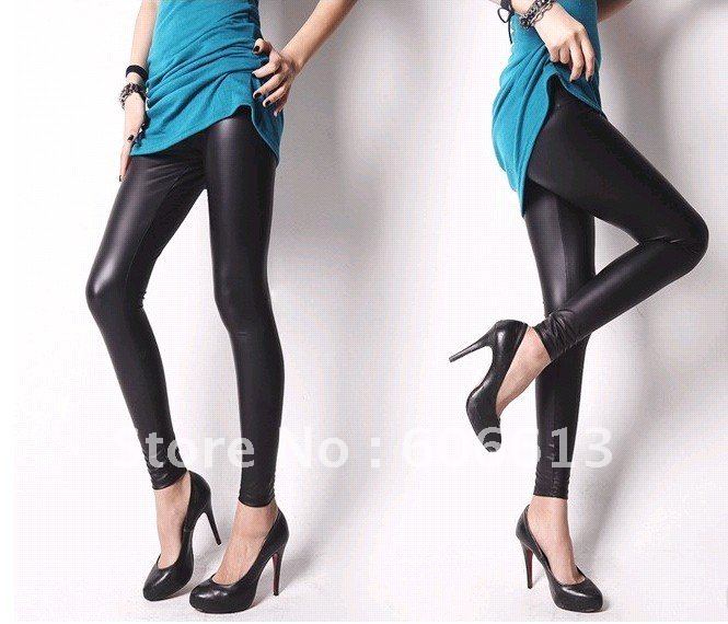 Hot Sale Women Sexy Faux Leather Skinny leggings , Fashion Lady Tights Pants,6Pcs/Lot Free Shipping