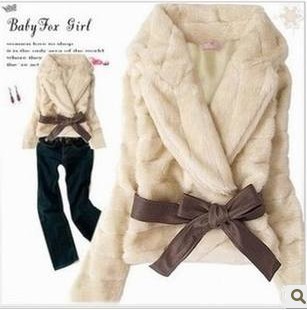 Hot  salefashion women   women's  winter top all-match ultra soft luxury faux fur coat strap outer wear free shipping