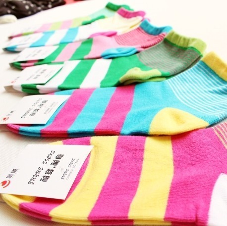 Hot Sales !Free  Shipping Candy Color 100% Cotton Socks Knee-high socks With  Bold Stripe  HZX0050