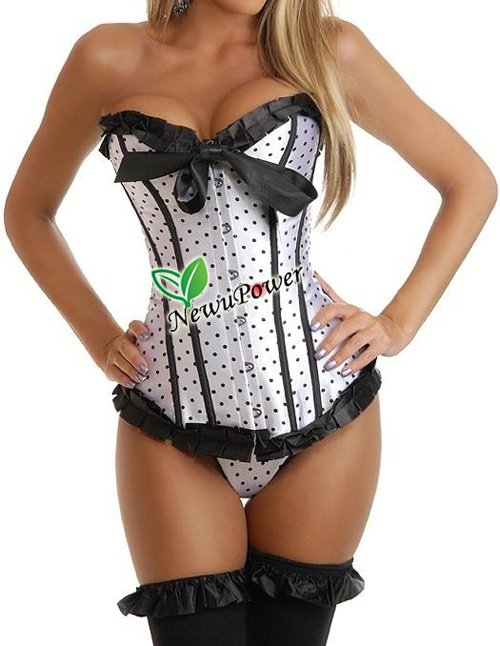 Hot Sales/Free Shipping+ Colors!Black White Pink Red Sexy Corset Top Bustier Lace Lingerie WP5205 S-2XL Plus Size (NP1050916)