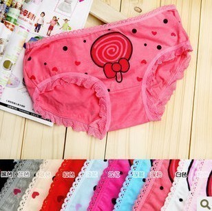 Hot Sales! Free Shipping Lollipop Small Laciness Panties, 100% Cotton Cute Little Panties HZX0006