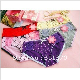 HOT Sales Free Shipping Low waist briefs cotton lovely dot bowknot modal ladies underwear wholesale