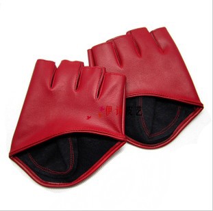 Hot sales!Women's leather  short gulps half semi-finger fashion gloves winter fitness