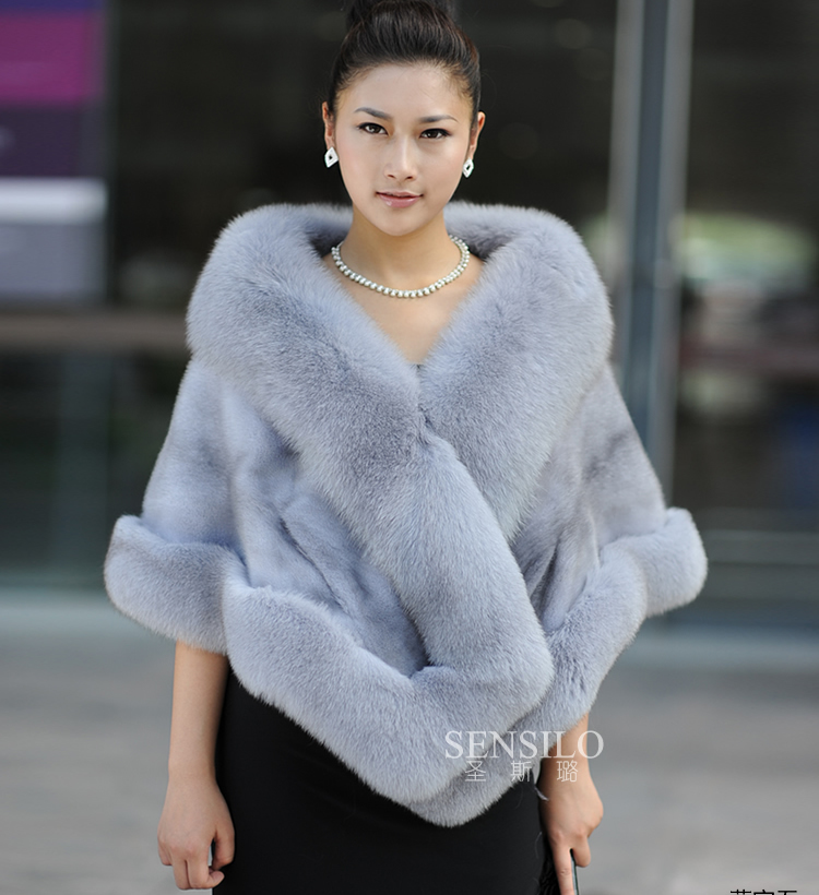 Hot sell!2012 mink cape full leather fox fur mink fur cape Real leather  cape