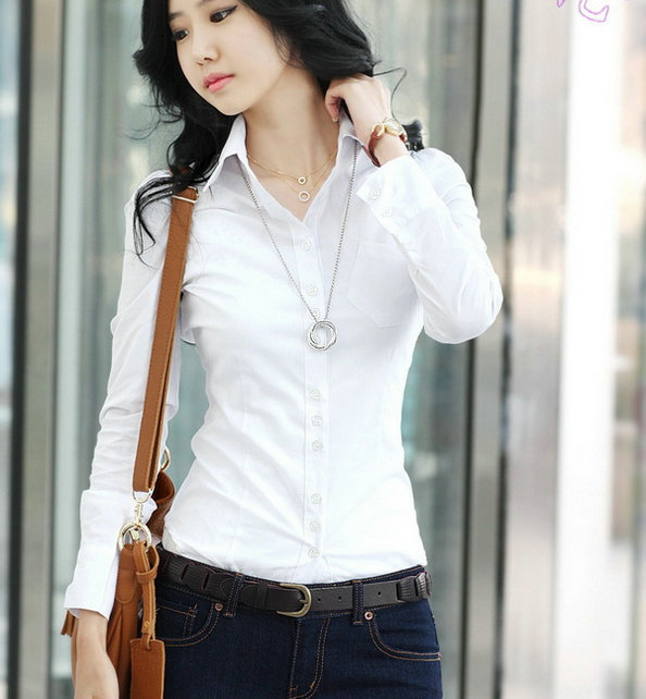 Hot sell! 2012 new arrival fashion women's ladies white shirt .women's long-sleeve blouses.XS/S/M/L/XL/XXL.