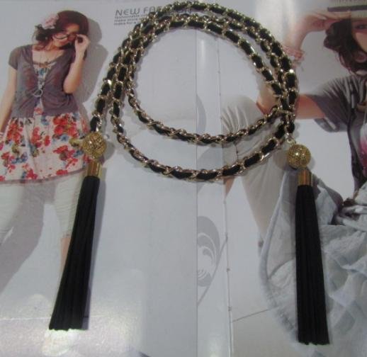 Hot sell!Fashion all-match nubuck leather color matching alloy pendant tassel belt A15532772714