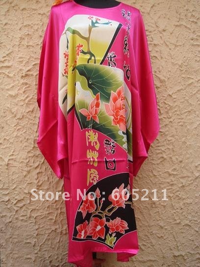 HOT SELL New Chinese Women's Silk Satin hand painting intimate&Sleep kimono robe gown Nightwear one size "LGD S4012"