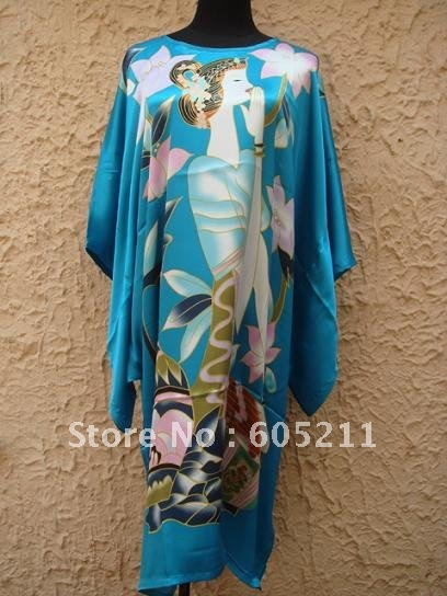 HOT SELL New Chinese Women's Silk Satin hand painting intimate&Sleep kimono robe gown Nightwear one size "LGD S4016"