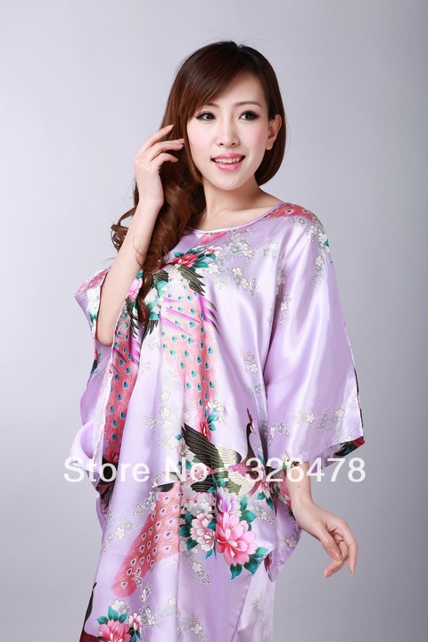 HOT SELL New Chinese Women's Silk Satin hand painting intimate&Sleep kimono robe gown Nightwear one size   S0106