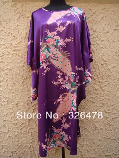 HOT SELL New Chinese Women's Silk Satin hand painting intimate&Sleep kimono robe gown Nightwear one size   S4002