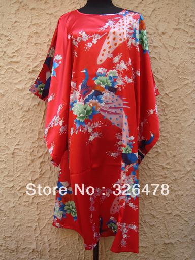 HOT SELL New Chinese Women's Silk Satin hand painting intimate&Sleep kimono robe gown Nightwear one size   S4009