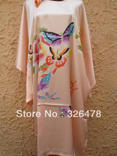 HOT SELL New Chinese Women's Silk Satin hand painting intimate&Sleep kimono robe gown Nightwear one size   S4011