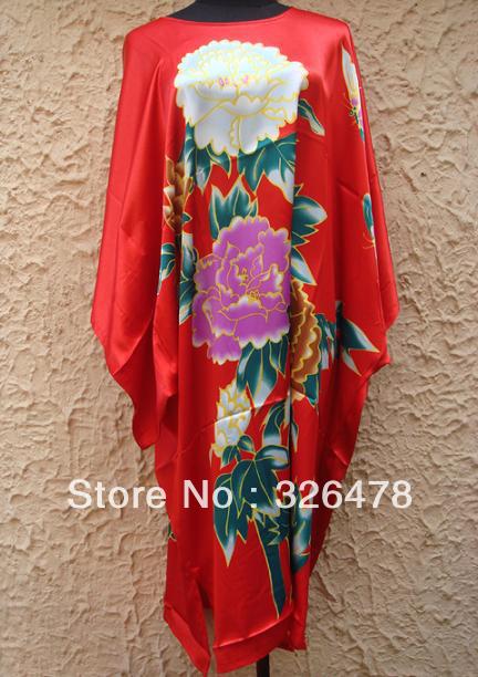 HOT SELL New Chinese Women's Silk Satin hand painting intimate&Sleep kimono robe gown Nightwear one size   S4023