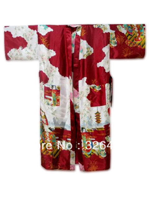 HOT SELL New Chinese Women's Silk Satin hand painting intimate&Sleep kimono robe gown Nightwear size S-3XL  S0013