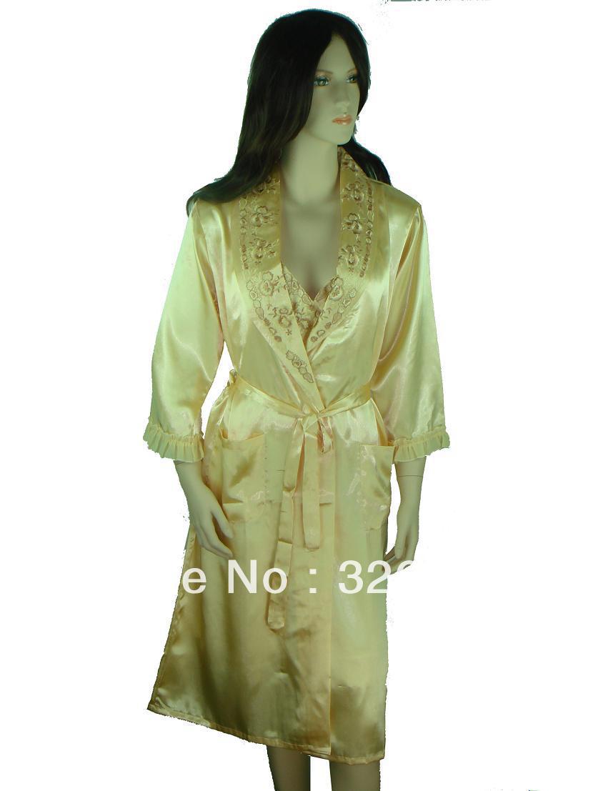 HOT SELL New Chinese Women's Silk Satin hand painting intimate&Sleep kimono robe gown Nightwear size  S-XL S0040