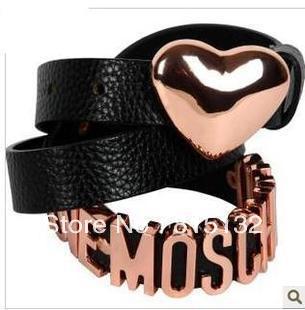 Hot sell peach heart Ms. embossed leather belt 5 color  free shipping