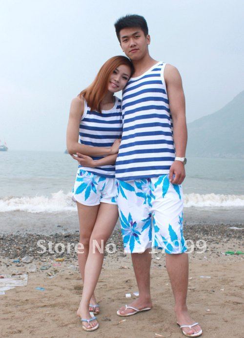 HOT SELL !!Sexy Couple beach pants Short beach wear Set B023