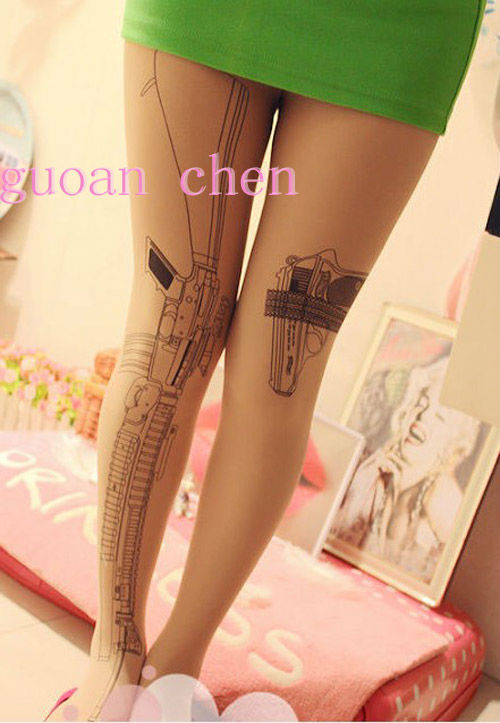 Hot Sell Women's Sexy New Cross Pantyhose Transparent Tatto Tights Leggings Pantyhose Stocking