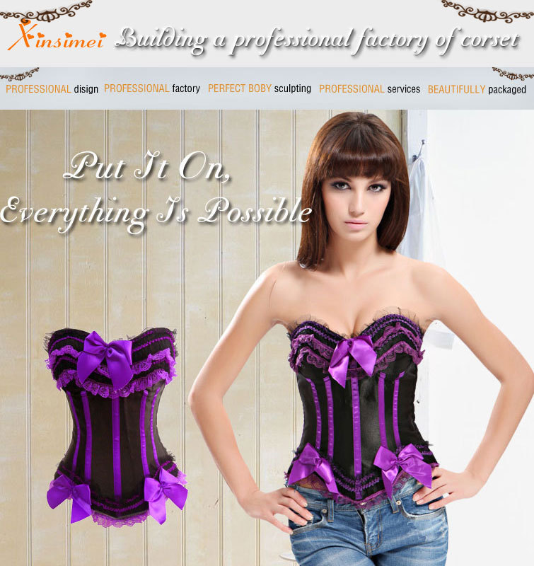 Hot Sell Women Sexy Plus Size Black Gothic overbust Waist Cincher Corset Bustier