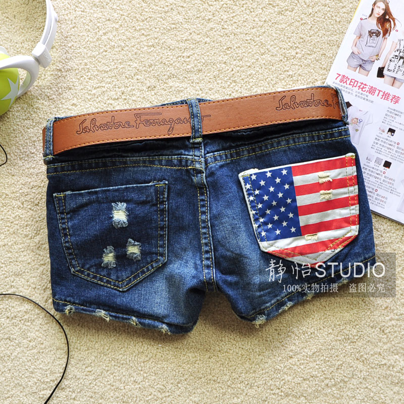 Hot-selling 2012 autumn blue jeans low-waist shorts thin trousers denim short trousers female, free shipping