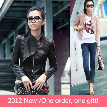 Hot selling!2012 Autumn New Women's  Fashion Korea Fur Clothing Slim  Ladies Leather Jacket Coat Outerwear 1198