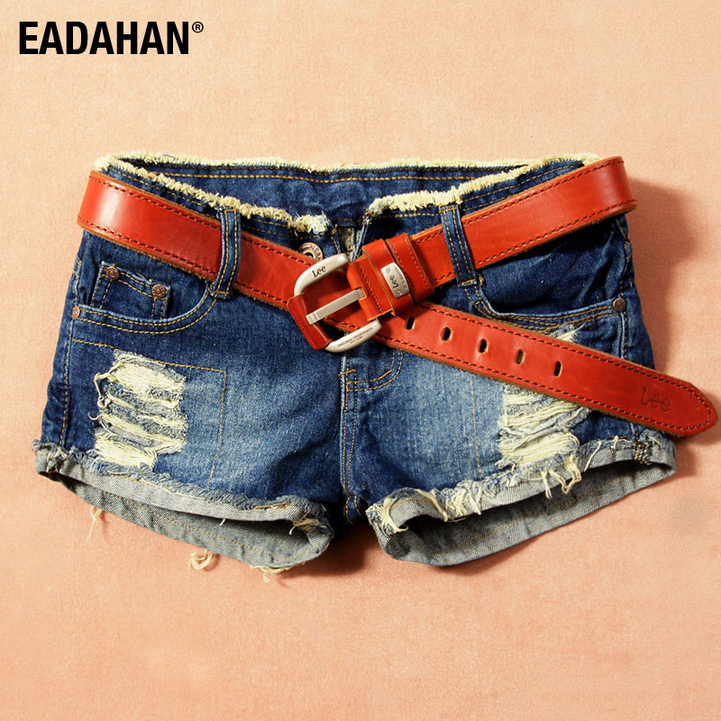 Hot-selling 2012 dark color hole roll up hem roll-up hem basic moben denim shorts female autumn and winter