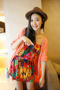 Hot-selling 2012 summer new arrival fashion new arrival tropical flower jumpsuit laciness jumpsuit shorts