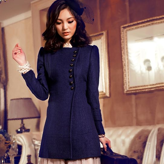 Hot-selling 2013 spring double breasted stand collar woolen trench 9647