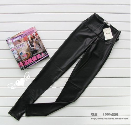 Hot-selling 2013 spring fashion tight high waist matt faux leather  black legging  plus size free shipping