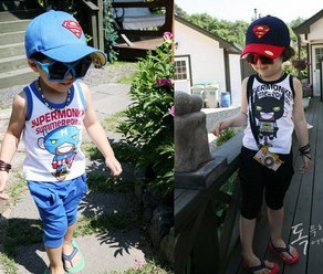 Hot-selling 2013 summer male girls clothing child vest male female child 100% cartoon child cotton vest sleeveless T-shirt