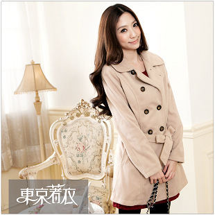 Hot-selling 271 autumn winter turn-down collar strap wool coat 1028963