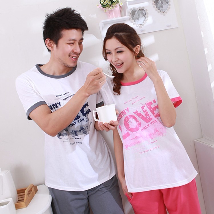 Hot-selling cartoon animal casual lovers sleepwear female summer 100% cotton short-sleeve pullover at home service set