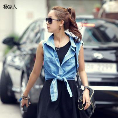 Hot-selling denim vest female spring and summer vintage plus size sleeveless vest style fashion women's vest outerwear vest