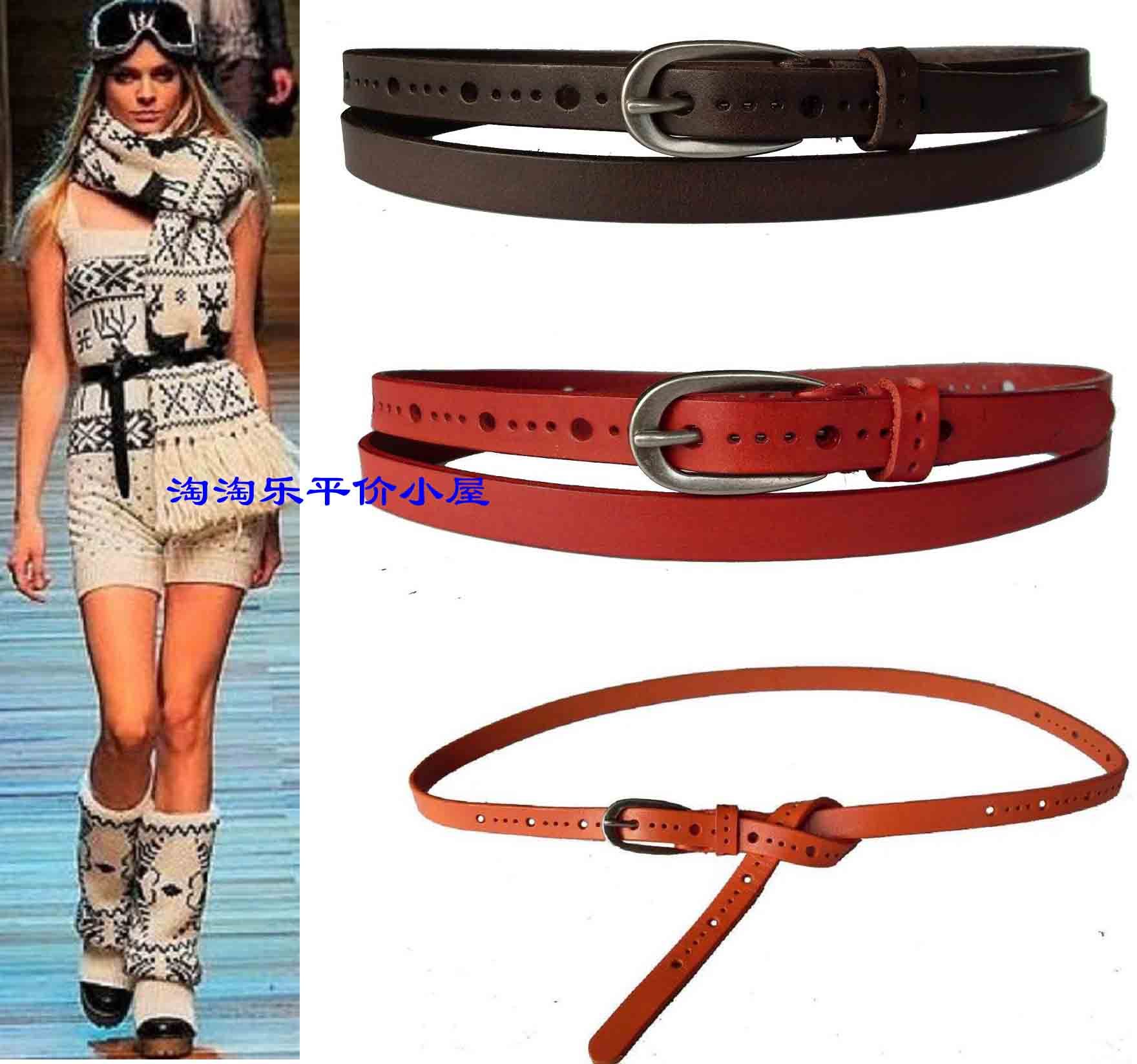 Hot-selling first layer of cowhide thin belt cronyism fashion all-match genuine leather women's strap cutout strap