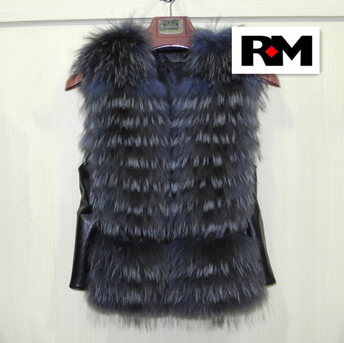 Hot Selling Free Shipping EMS 100% Raccoon Fur Vest Raccoon Fur Vest Outwear