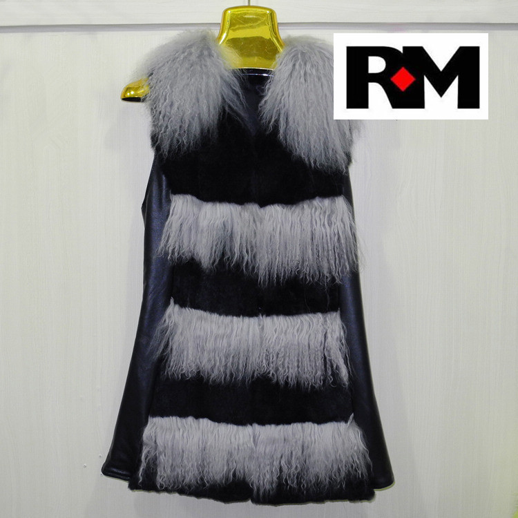 Hot Selling Free Shipping EMS 100%  Women Mongolian Sheep Fur Vest Mongolian Fur Outwear  Tibet lamb fur vest