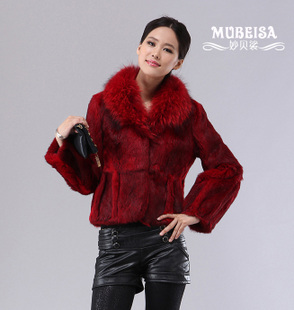 Hot-selling ! full leather ultralarge raccoon fur high quality rabbit fur coat