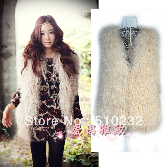 Hot-selling genuine mongolian fur vest long design fur vest fur waistcoat