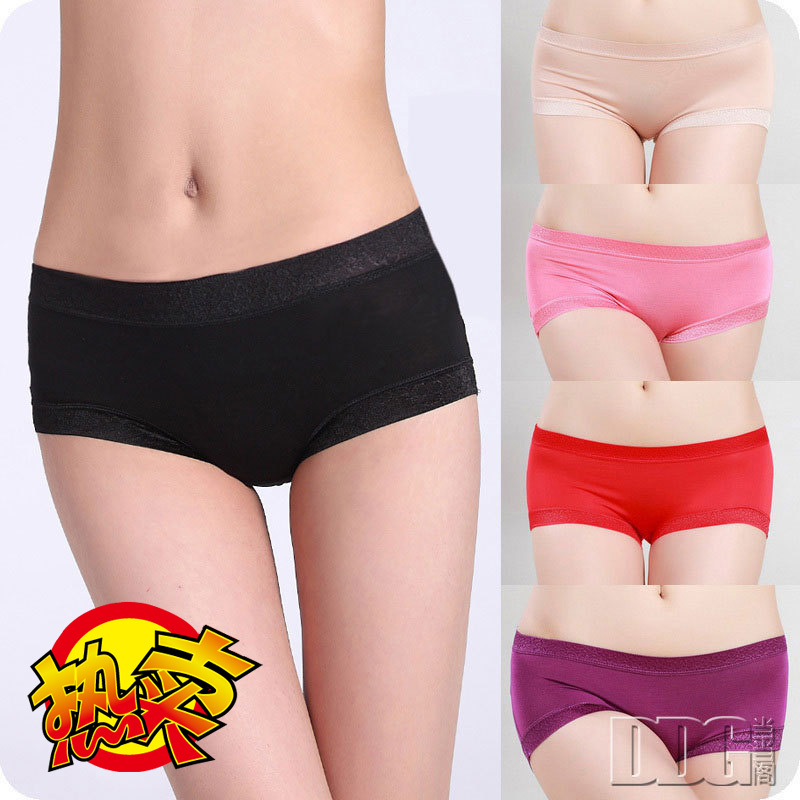 Hot-selling high quality  size broad-brimmed mid waist female trigonometric lace panties