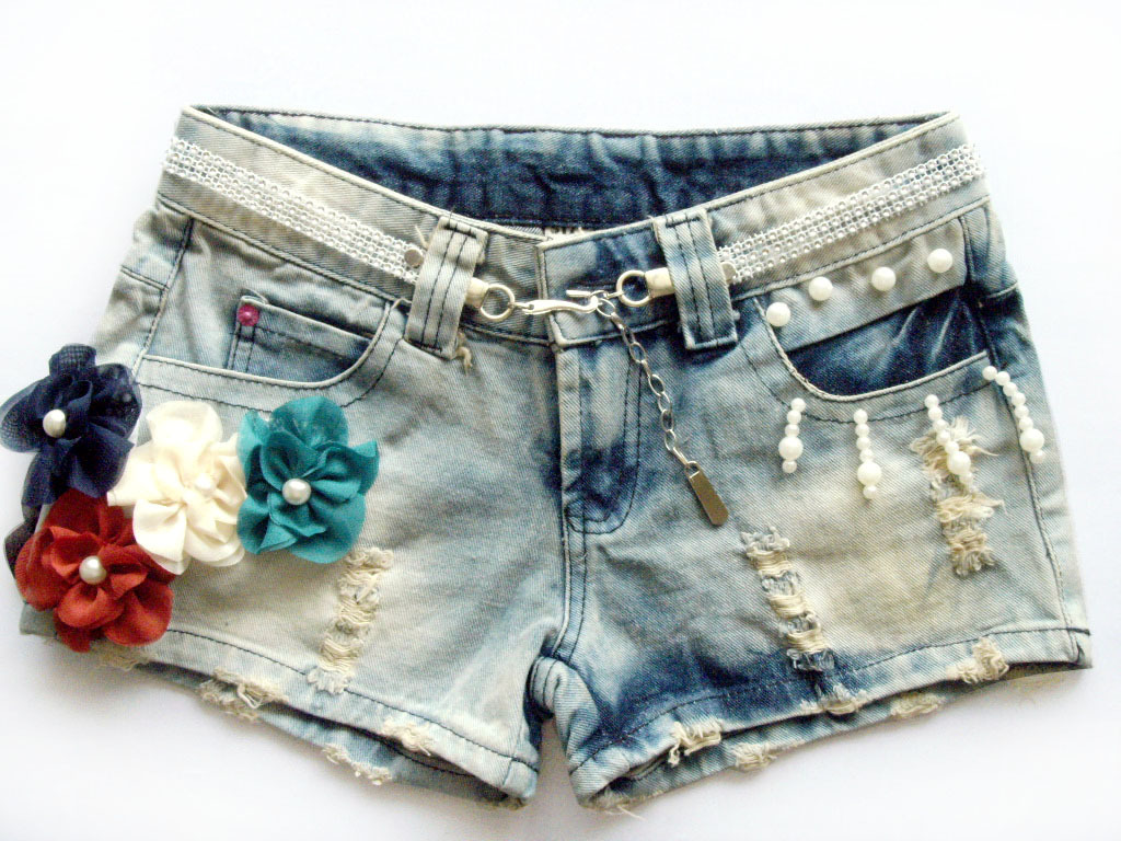 Hot-selling hole fashionable casual denim shorts slimming repair single-shorts female boot cut jeans 116